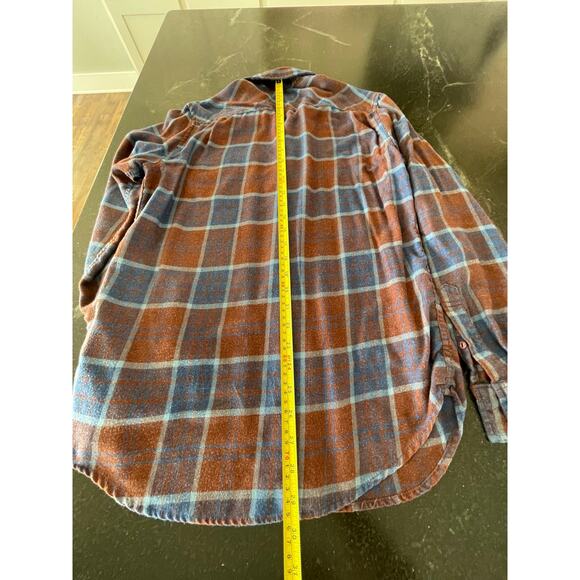 Weatherproof Vintage Luxe Flannel button up long sleeve Small rust and blue - Picture 8 of 9